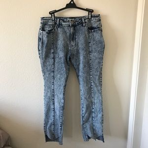 High Waisted Acid Wash Skinny Jeans
